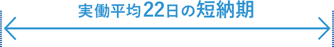 実働平均22日の短納期