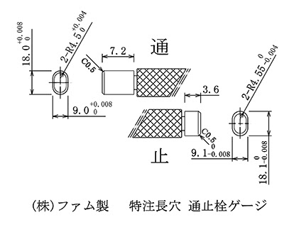 特注長穴　通止栓ゲージ