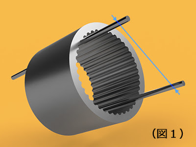 内径スプラインをオーバーピン法を用いて測定する製品図